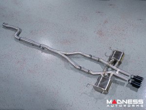 Jaguar F-TYPE Performance Exhaust System - MADNESS - 2.0L Turbo - Center Exit - Vacuum Valve Design - Black Chrome Exhaust Tips Jaguar F-TYPE Performance Exhaust System - MADNESS - 2.0L Turbo - Center Exit - Vacuum Valve Design - Black Chrome Exhaust Tips